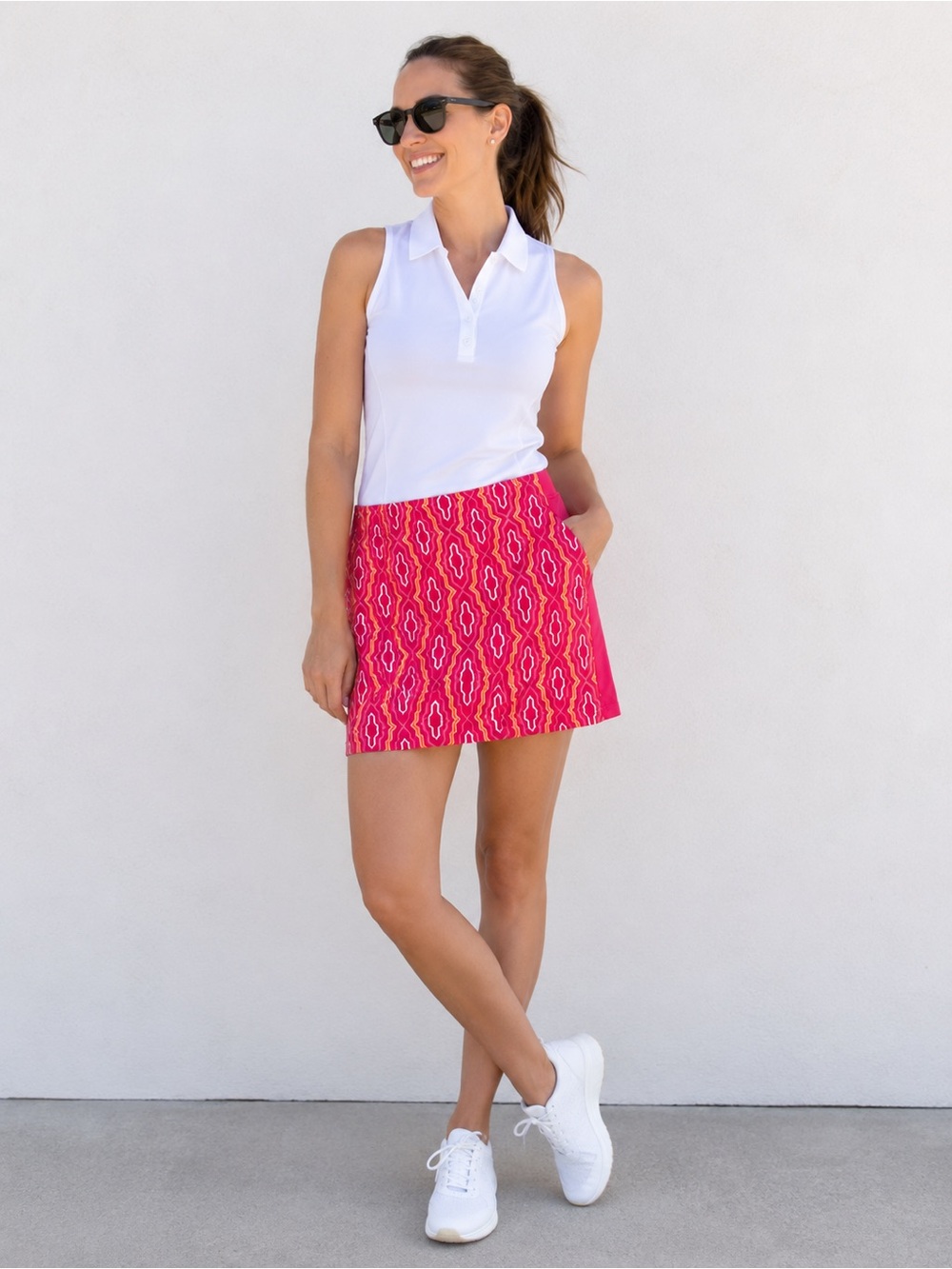 J. McLaughlin Coral Geometric Print Catalina Skort Preppy Active Tennis Golf